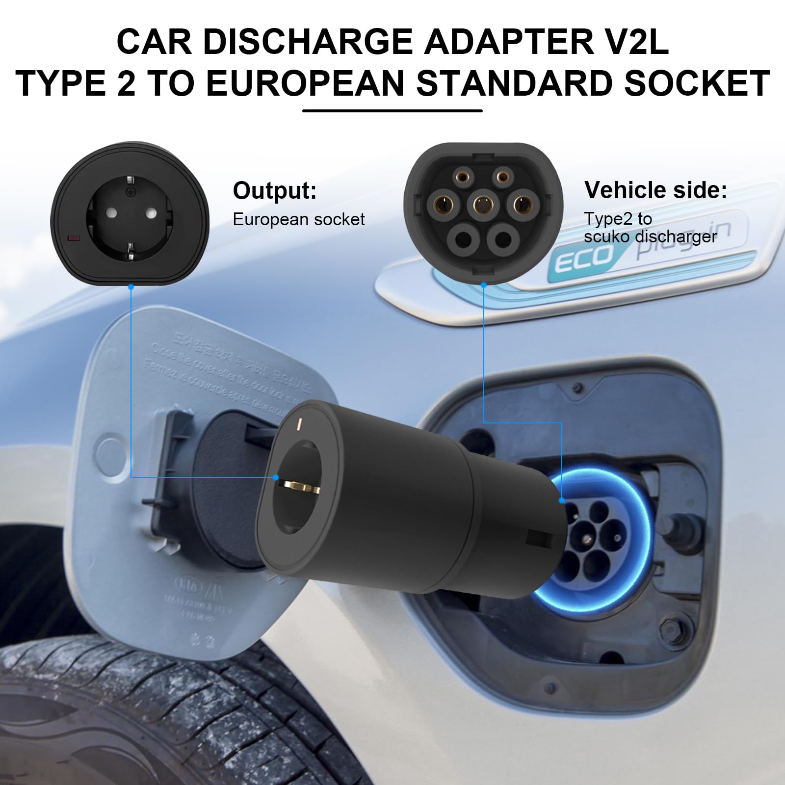 VOBOR Elektroauto Ladegerät Adapter, Typ 2 auf Schuko Adapter für