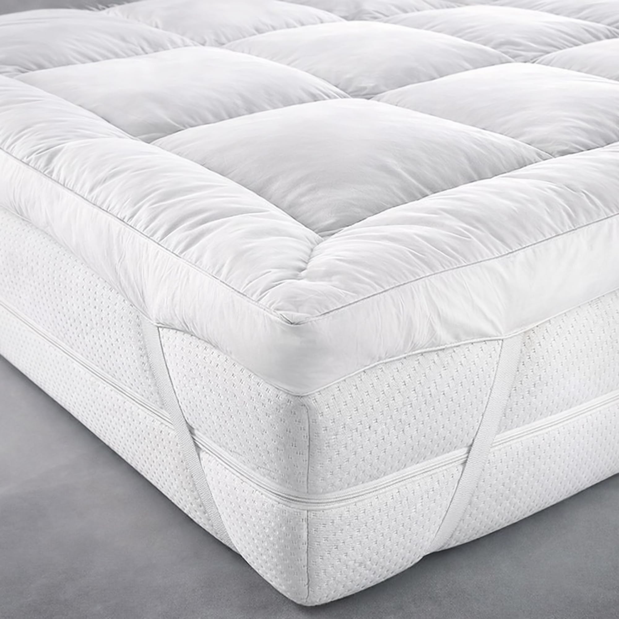 Plush Duck Feather & Down Mattress Topper Single Bed 18cm Thick | 85% Feather & 15% Down Fillings - Hypoallergenic, Breathable & Soft Down-Proof Cotton Cover - Mattress Topper Single Bed