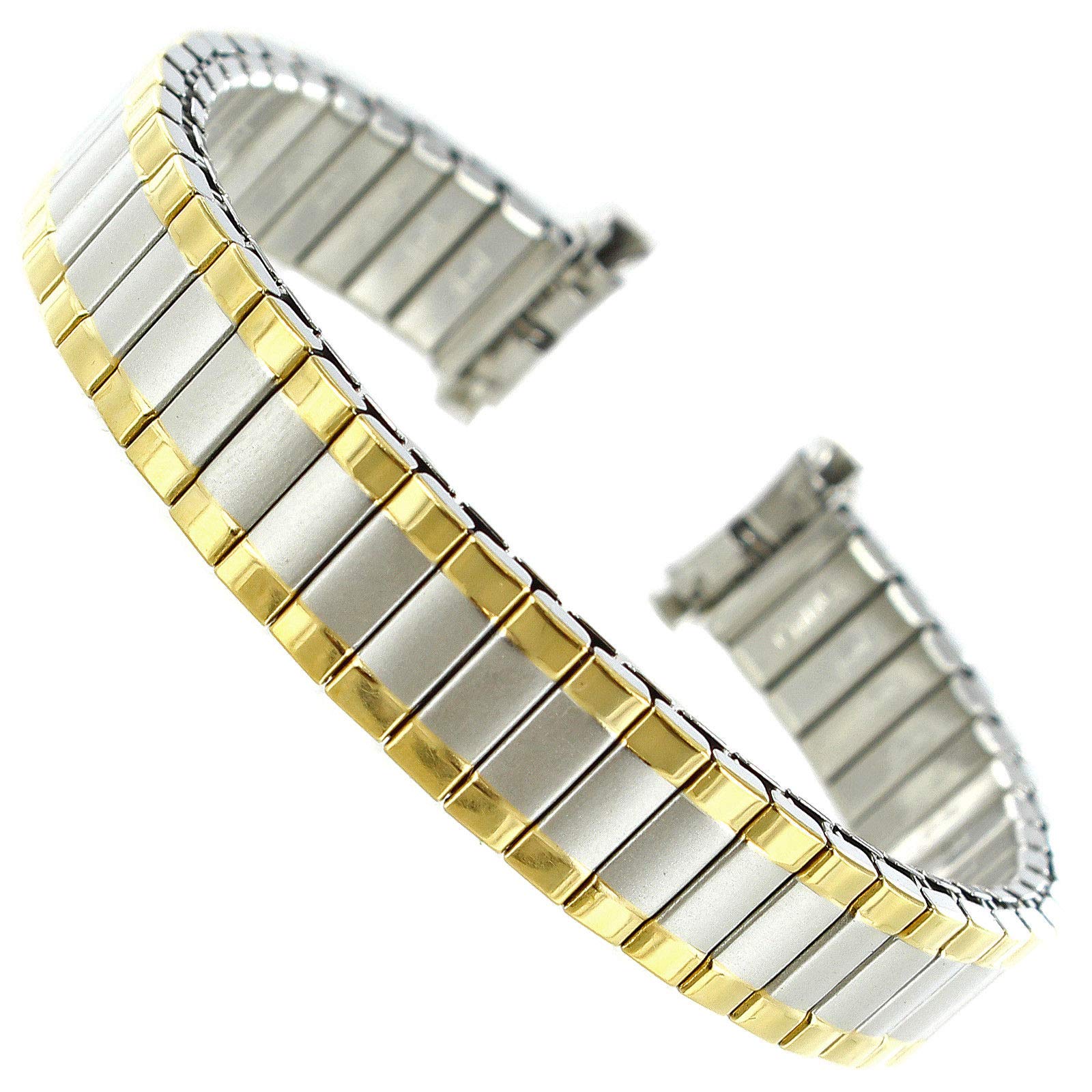 9-12mm Milano Two Tone Stainless Curved End Expansion Ladies Watch Band 2194
