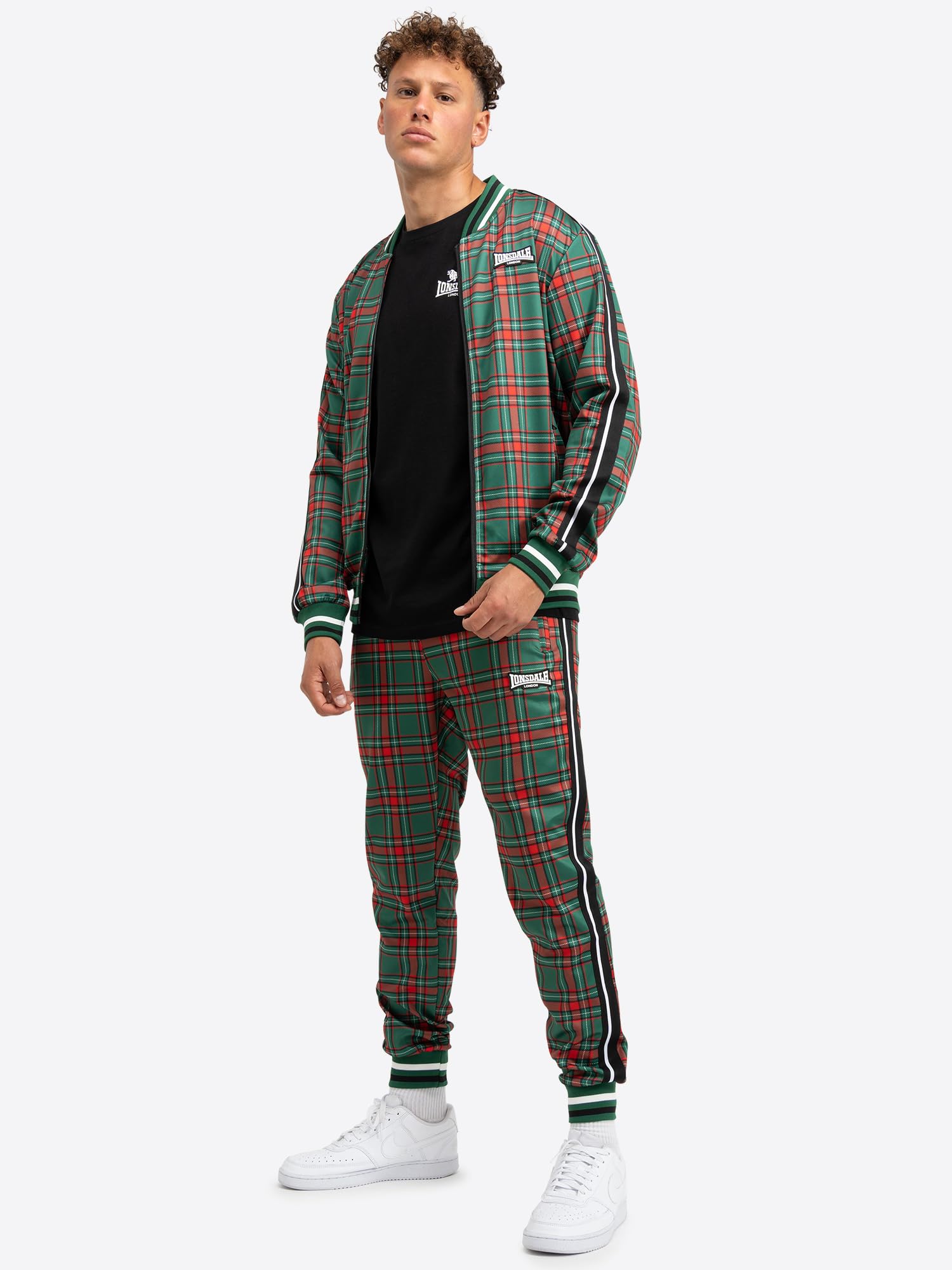 Lonsdale Męski dres treningowy wąski krój EDGWARE, zielony/czerwony/czarny/biały, XL, zielony/czerwony/czarny/biały, XL