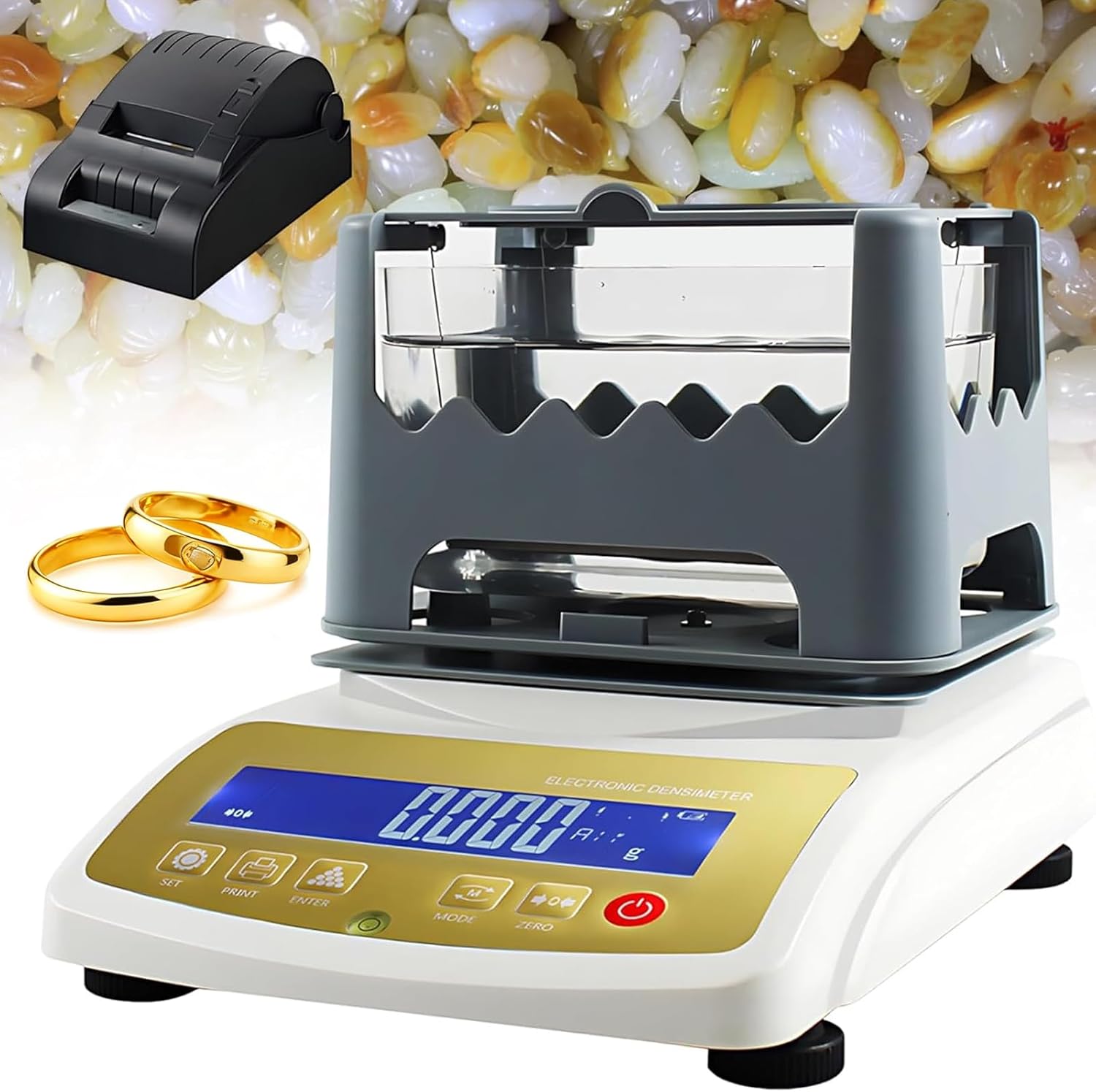 Gold Purity Testing Machine, Electronic Gold and Silver Tester, Precious Metal Authenticity Tester with 0.001g/cm³ Density Meter, Electronic Gold Silver Tester for Jewelry, Banks