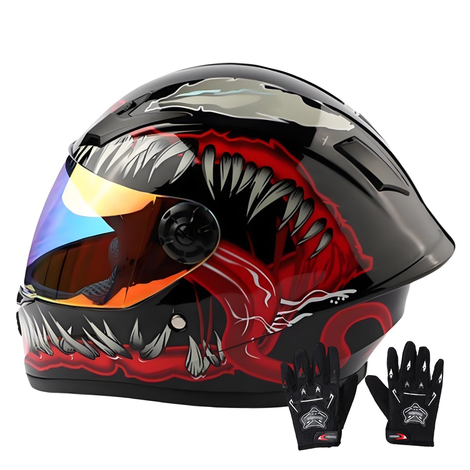 Casque intégral de moto pour enfants de 3 à 13 ans, homologué ECE, avec visière, pour moto tout-terrain, quad et karting, et scooter électrique pour garçons et filles. 14,XL/(53~54cm)