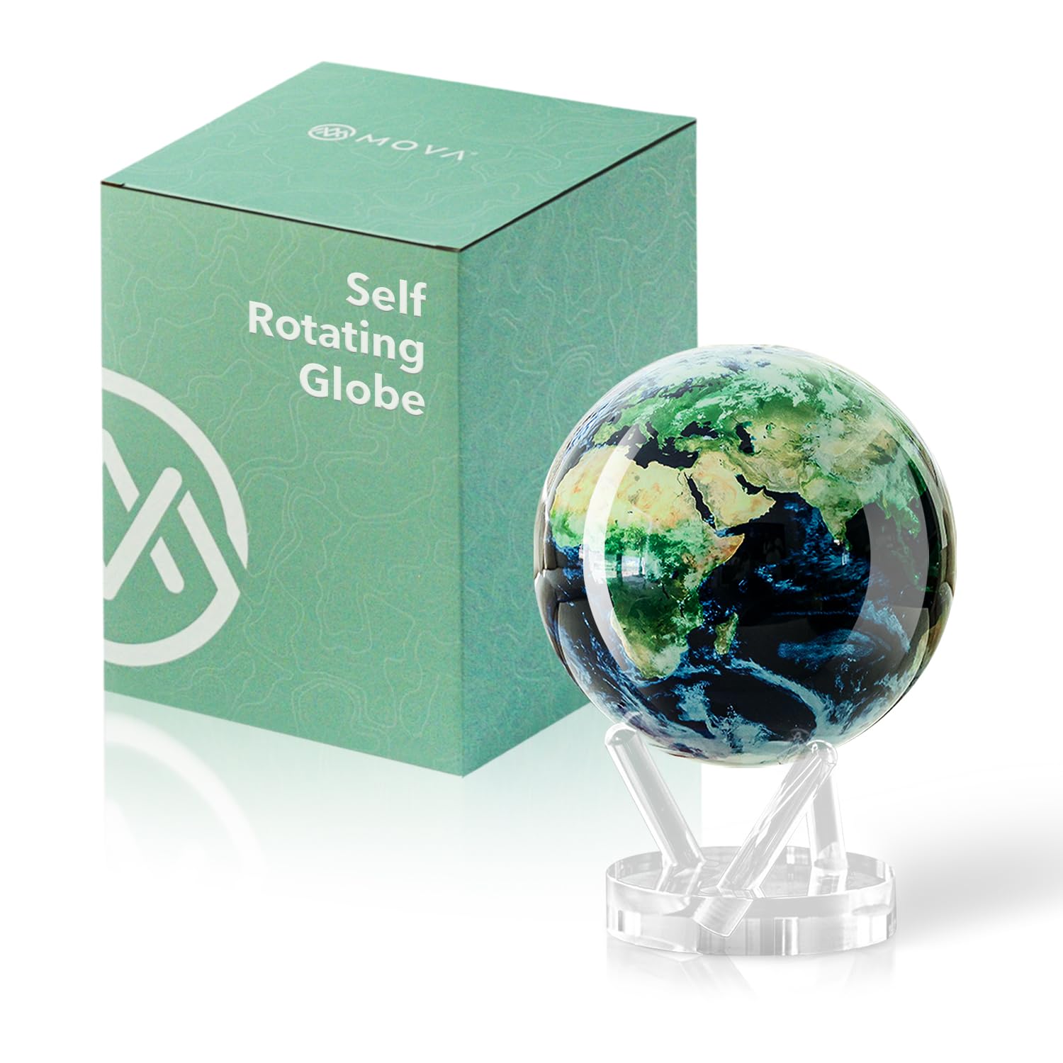 MOVA Globe - Earth with Clouds Signature (6") | Self-Rotating Globe Powered by Light | Silent Motion, No Batteries or Wires | Unique Desk Decor or Gift for Space Lovers