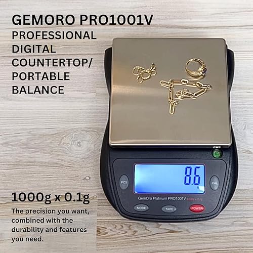 Miniatura 2 de GemOro Platinum PRO1001V | Báscula portátil duradera y precisa para encimera de Jewelers | Herramienta de precisión digital con lectura profesional