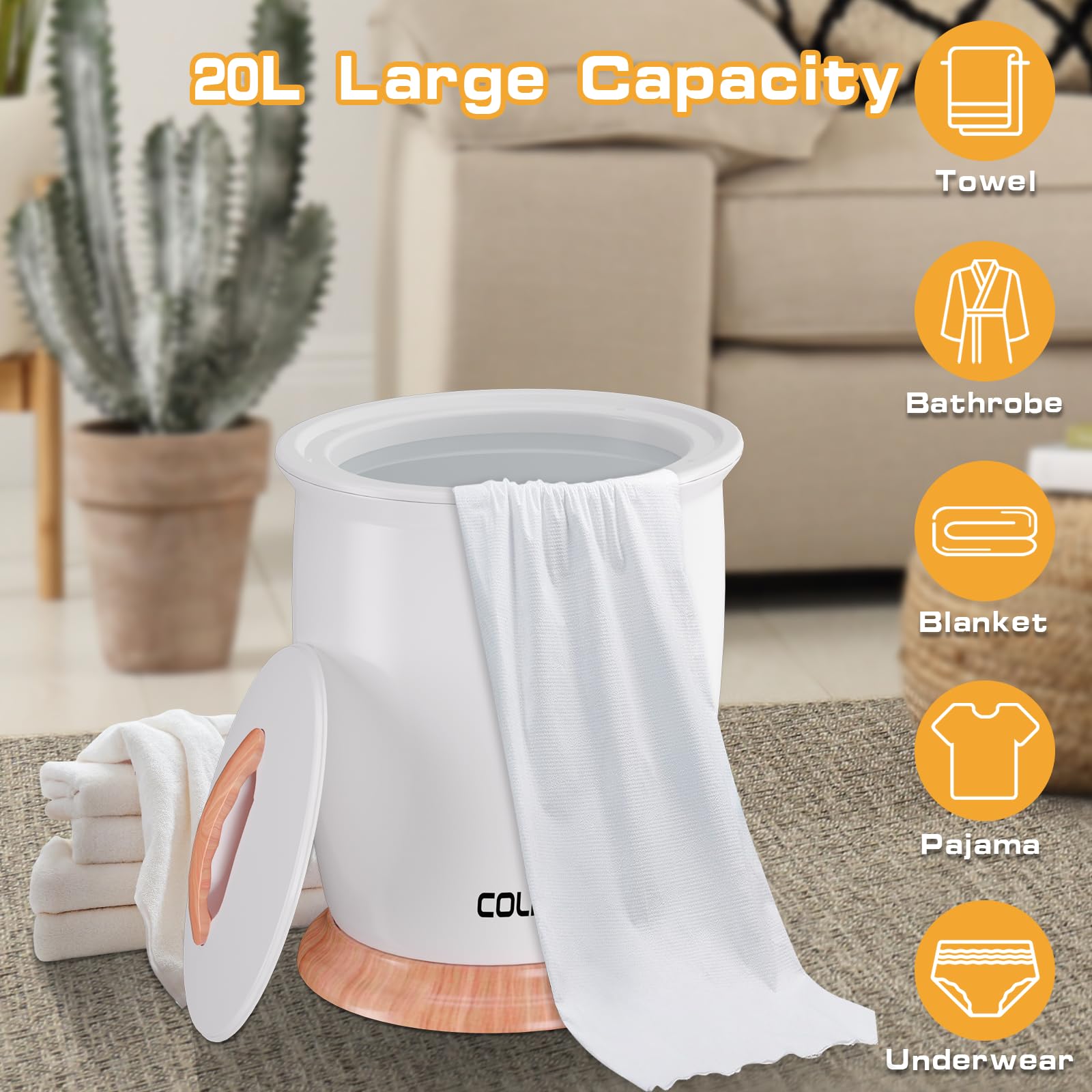 Amazon.com: COLIBEN Towel Warmer, Towel Warmer for Bathroom with  Aromatherapy, 1 Hour Auto Shut Off, Even Heating, Towel Warmer Bucket Heater  Fit Up to Two 40X70 Oversized Bath Towels, Bathrobes, PJ's, Blanket :