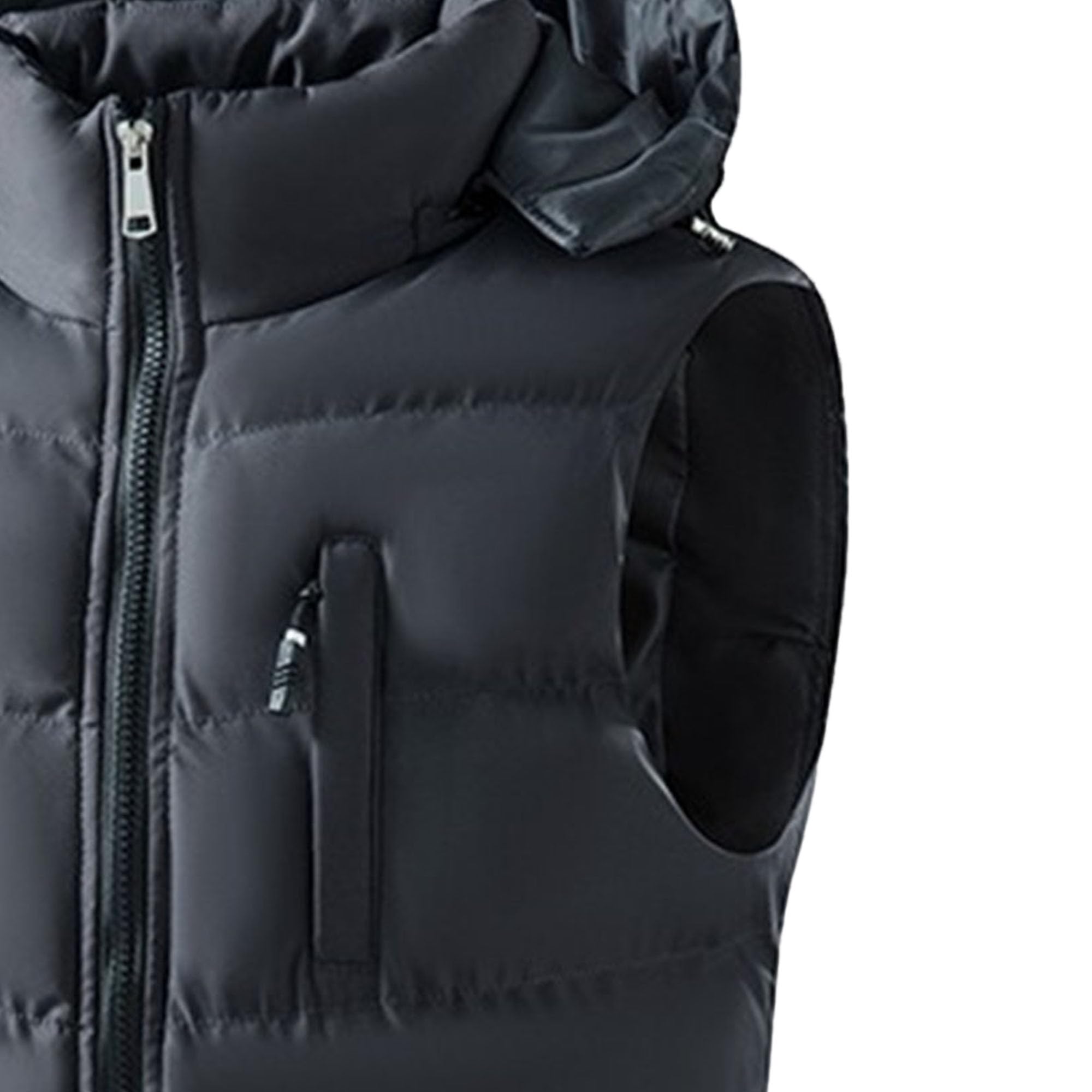 JEShifangjiusu Gilet invernale da uomo con cappuccio giacca senza maniche con cerniera Puffer Vest per gli uomini All'aperto Stand Collar Down Vest Coat