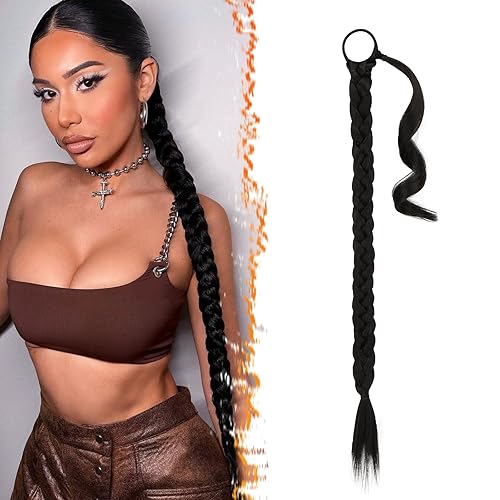 BARSDAR ExtensiĂłn de cola de caballo trenzada de 30 pulgadas de largo con lazo para el cabello, extensiones de cabello lacio envolvente, cola de BARSDAR ExtensiĂłn de cola de caballo trenzada de 30 pulgadas de largo con lazo para el cabello, extensiones de cabello lacio envolvente, cola de