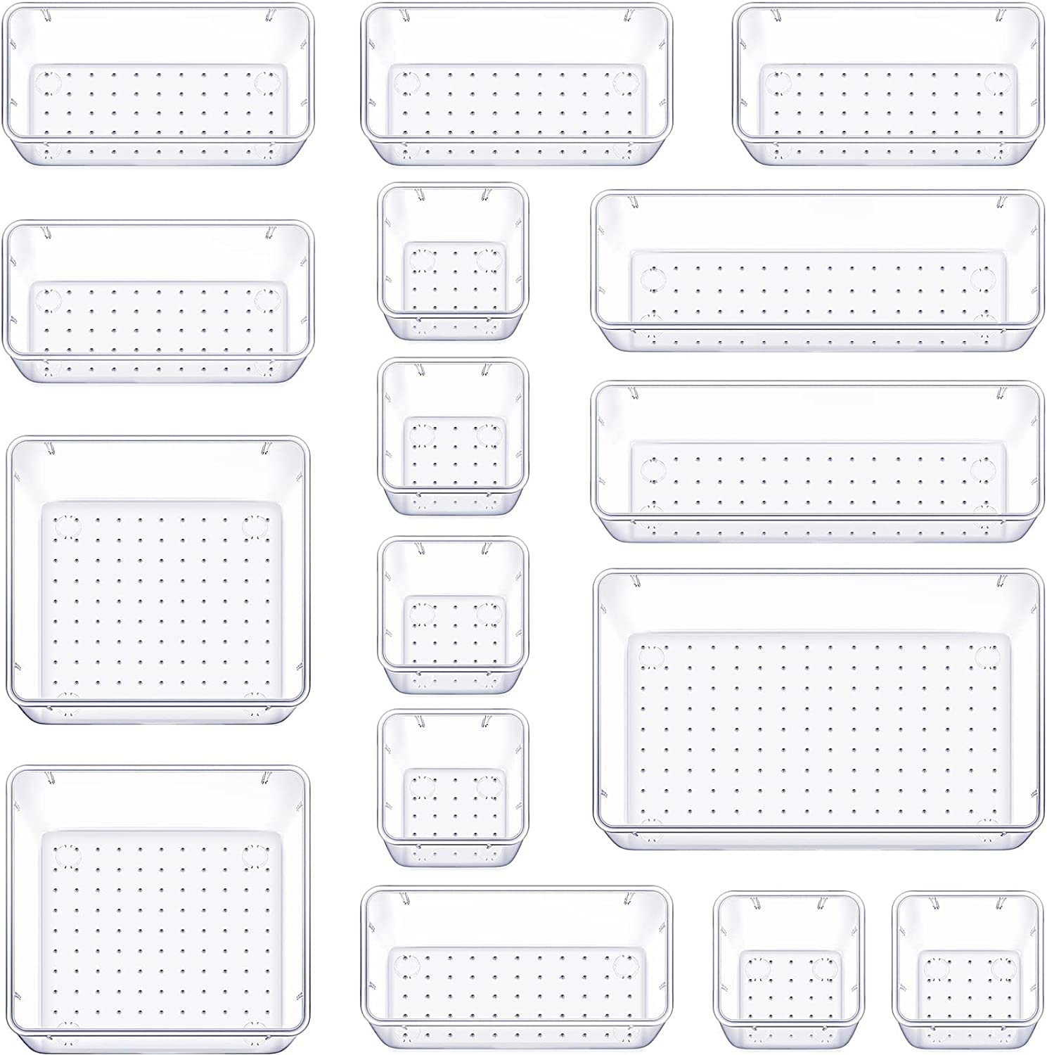 HOLLIO Desk Drawer Organizer Divider Tray, Stationary organizers for drawers, Cupboard organizer for stationery, Makeup organizer drawer,Bathroom Cosmetic Organizers (16 PCS) (B0CV5P33PV) Amazon Price History, Amazon Price Tracker