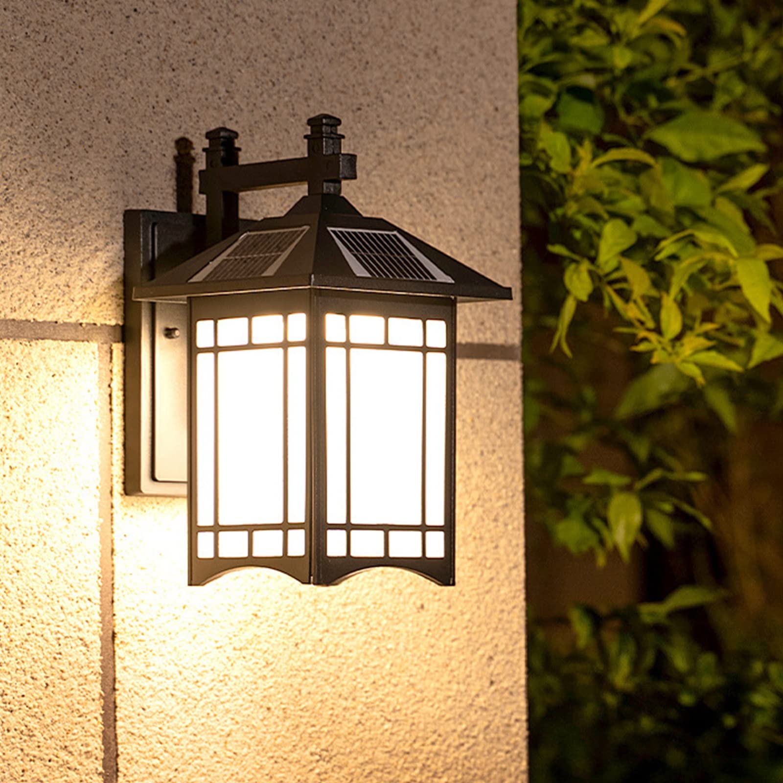 Lot de 2 appliques murales d'extérieur modernes avec abat-jour en verre IP65 pour intérieur, terrasse, garage, cour (métal : noir)