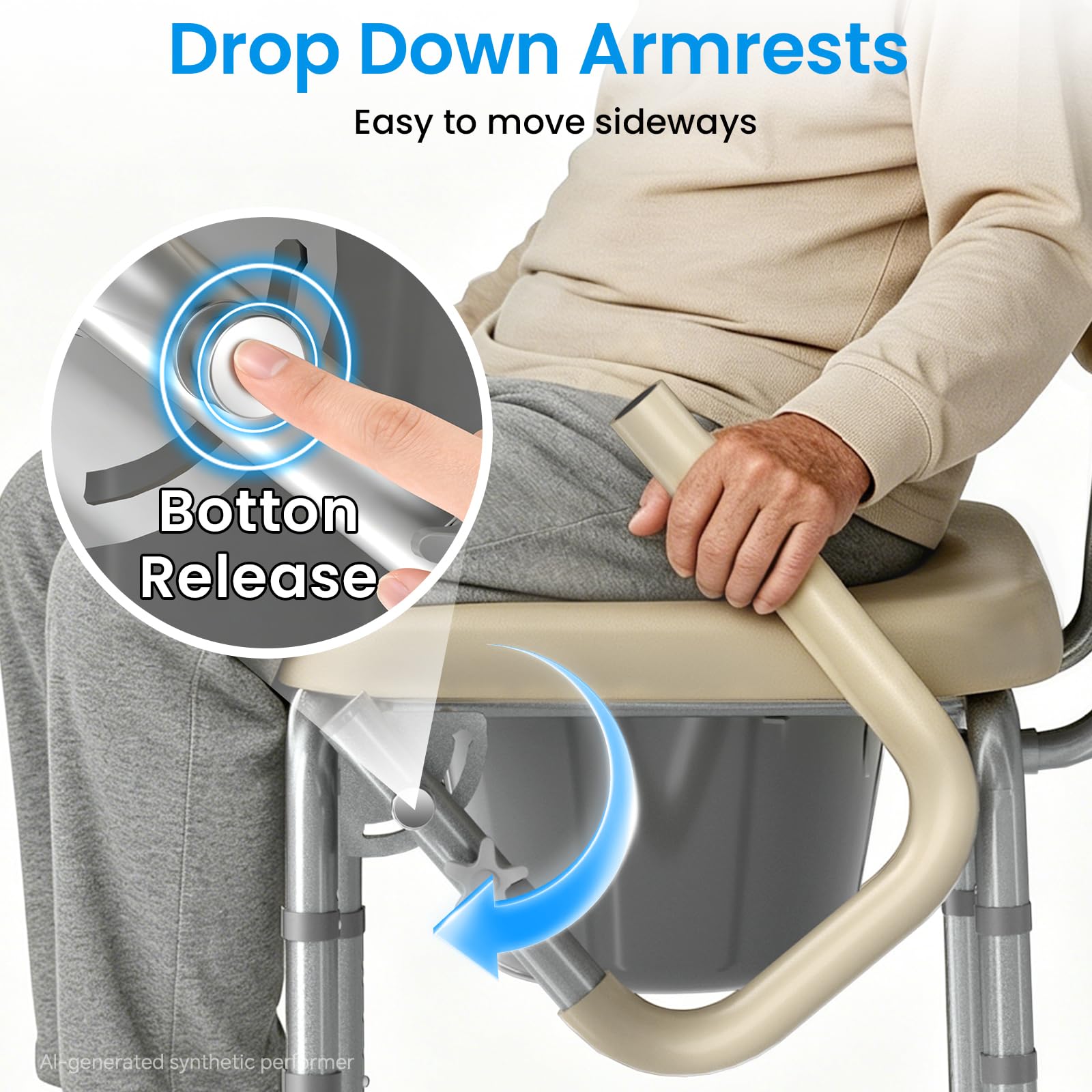 Drop Arm Bedside Commode - Easy Transfers -2