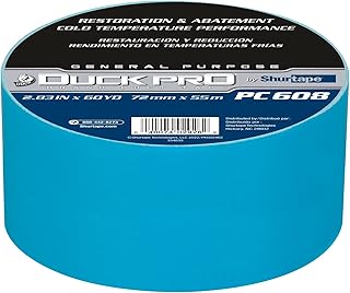 Shurtape Duck Pro General Purpose Grade, Co-Extruded Abatement Duct Tape Mold and Asbestos Remediation and Abatement, 72mm x 60yd, 9.0 mil, Teal Blue, 1 Roll (105474)