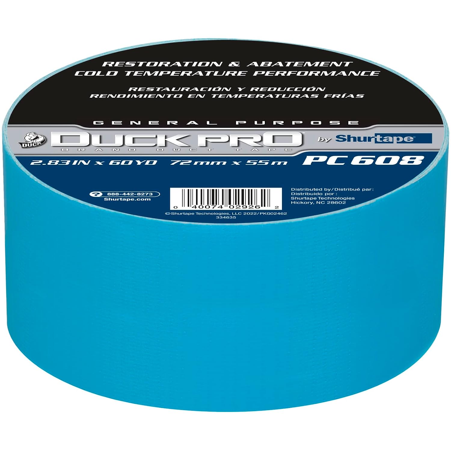 Duck Pro by Shurtape General Purpose Grade, Co-Extruded Abatement Duct Tape Mold and Asbestos Remediation and Abatement, 48mm x 60yd, 9.0 mil, Teal Blue, 1 Roll (105452)