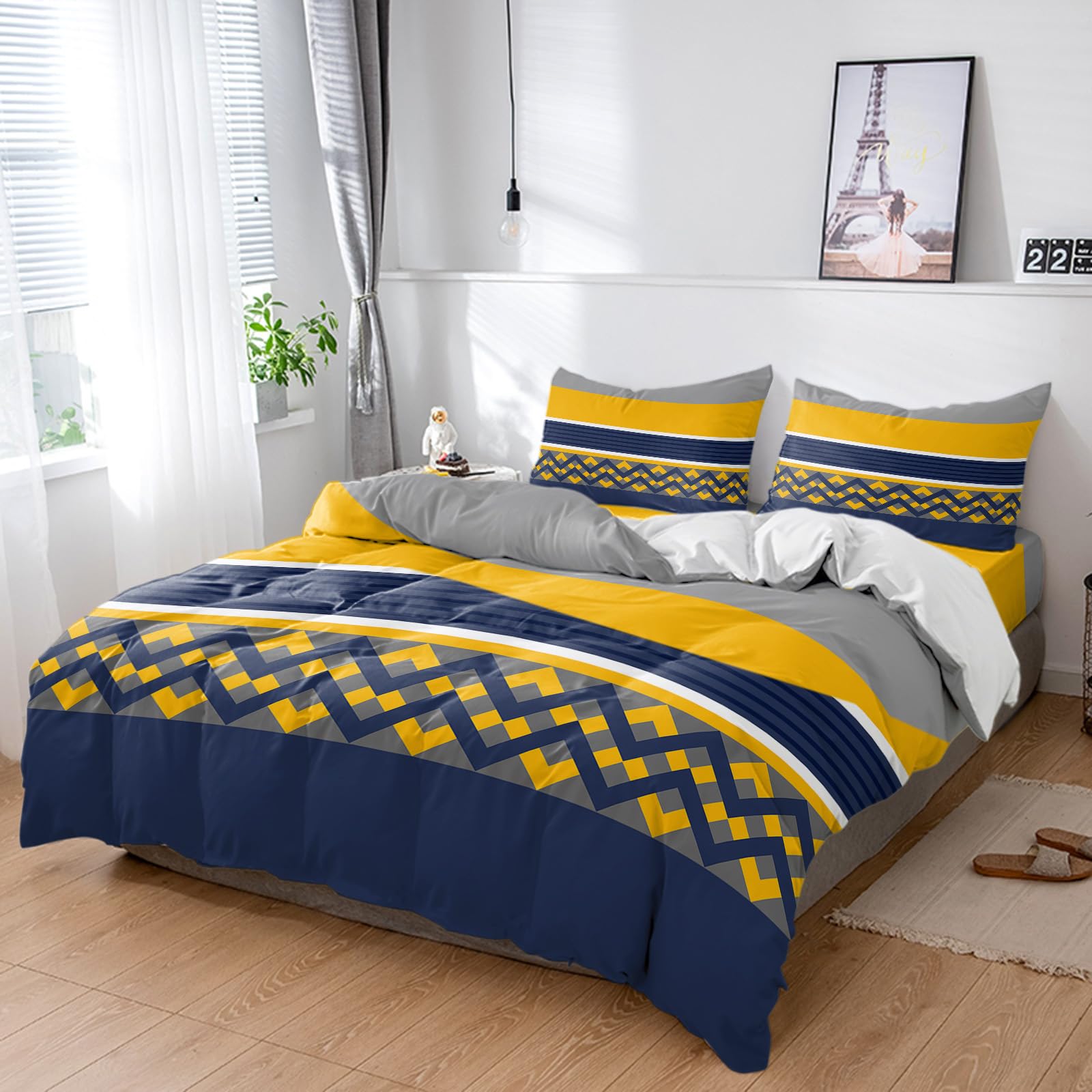 Grey And Yellow Chevron Bedroom