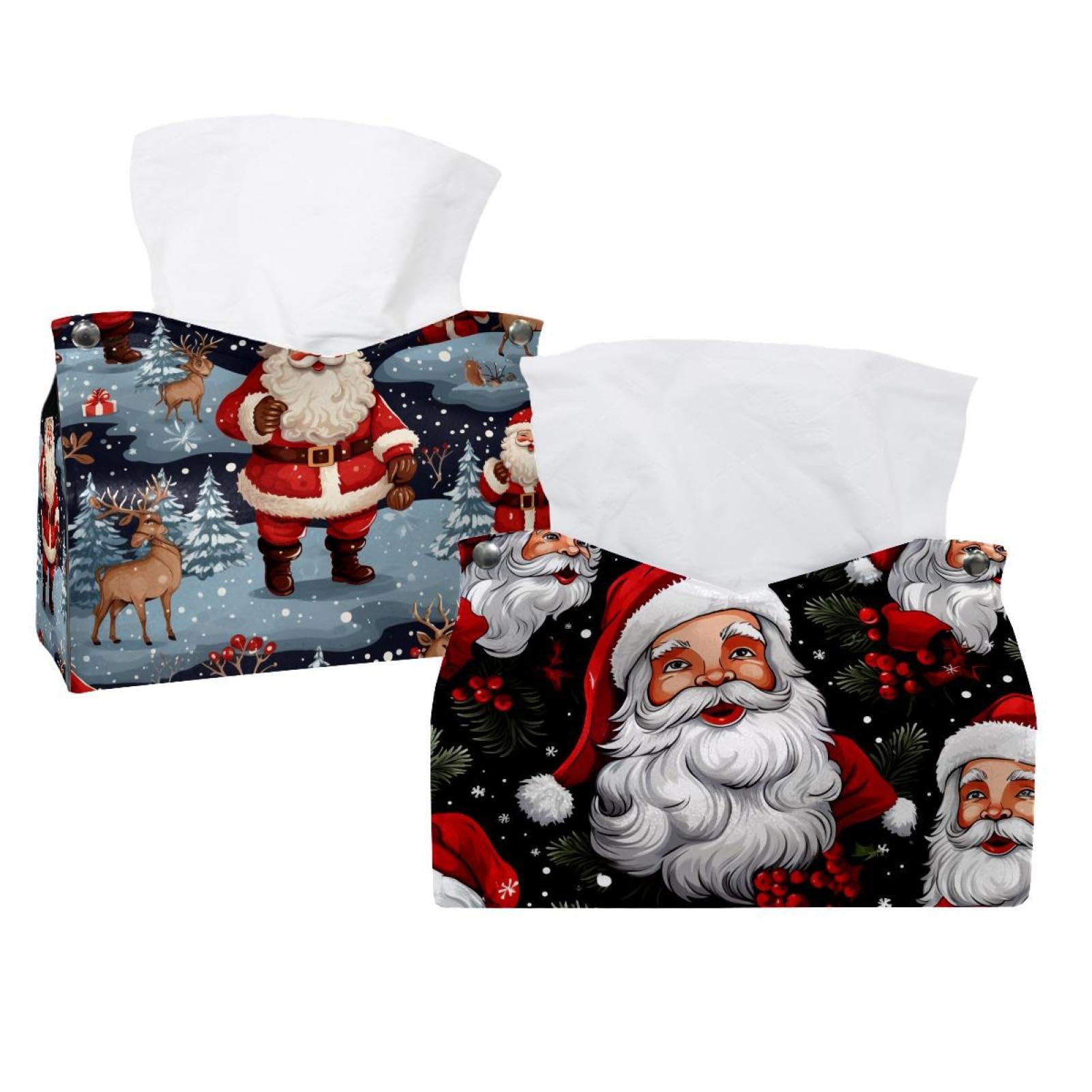 Boîte à mouchoirs Père Noël en cuir pour décorer votre voiture et salon en fête