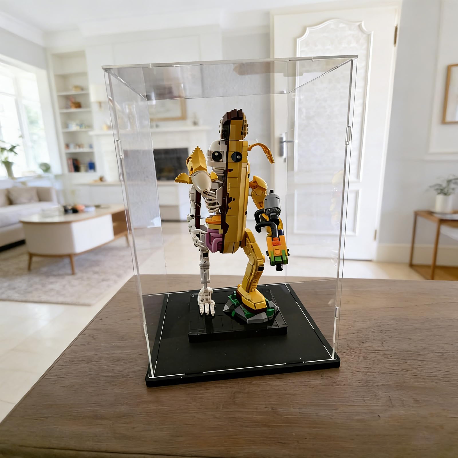 Vetrina Espositiva Teca Plexiglass Acrilico 3MM per Lego Trofeo Coppa Mondo FIFA 43020 Elmo Sauron 11373 75398 C3PO 21349 21376 Gatto 10358 77072 76463 76467, Trasparente Nero Interno 25x25x40cm