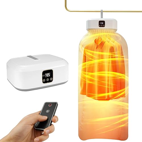 Portable Clothes Dryer - Foldable Mini Dryer With Remote Control - Electric Dryer For Apartments, Caravans, Traveling - With Drying Bag - Quick And Easy To Use Small/Compact Dryer Machine