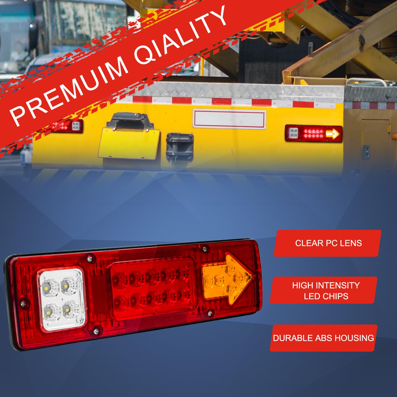 Fanali Posteriori A LED Per Rimorchio – 2 Pezzi, Rotondi, 12V/24V, 20 LED, Rosso/giallo, Impermeabili