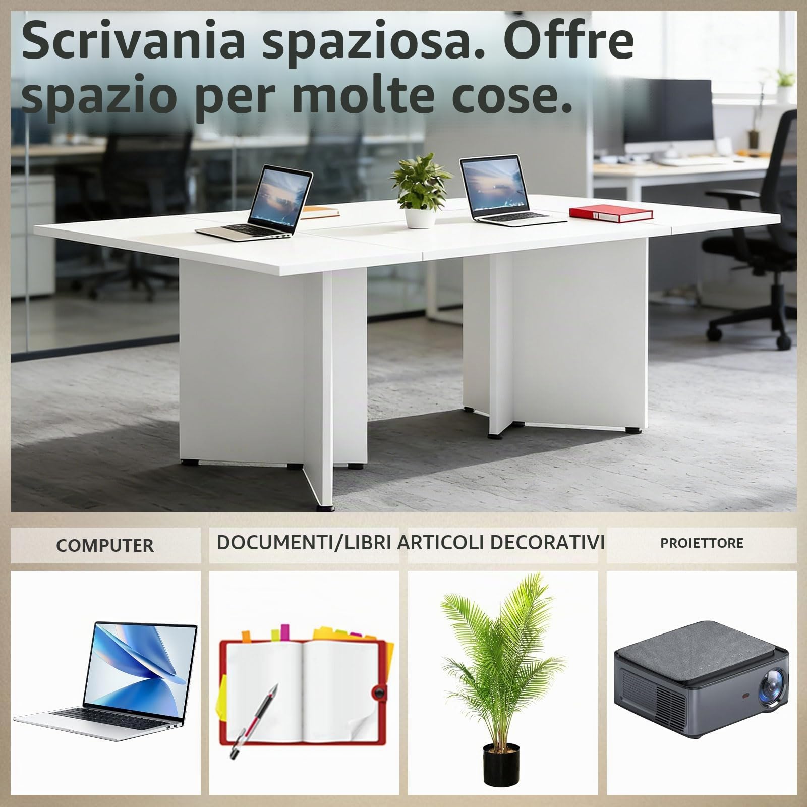 Tavolo Riunioni Modulare Espandibile, Tavolo Conferenza Grande per 4-12 Persone, Scrivania Ufficio per Sala Riunioni, Formazione e Spazio di Lavoro