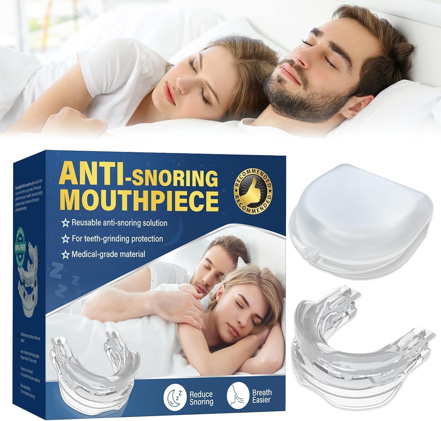 Snoring Aids for Men/Women, Anti Snoring Devices, Anti Snore Mouth Guard Snoring Solutions Snore Stopper