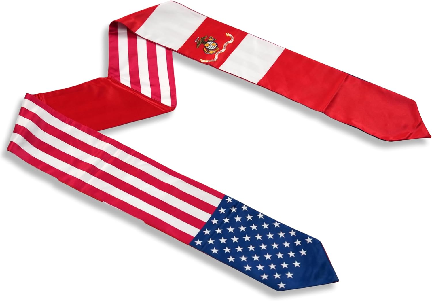 USA And Military Flag Graduation Stole,Satin Embroidery Graduation Sash for International Students,72 Inch Length.