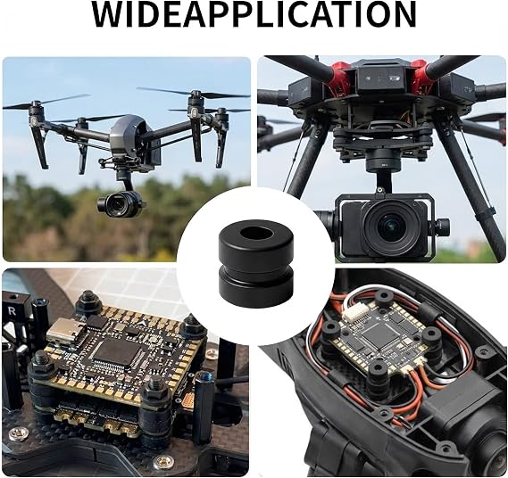 24Pcs M2 Anti Vibration Rubber Balls for F4 F7 Flight Controller, RC Silicone Damper Balls for FPV Drone Quadcopter Soft Mount Standoffs, M2x4mm Shock Absorption Grommets (Black)