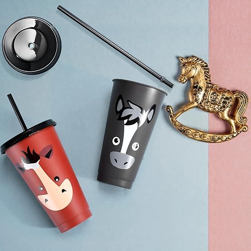 Miniatura 5 de Mifoci 24 vasos de plástico reutilizables a granel para fiestas de cumpleaños con tapa y pajita, 24 onzas, regalos temáticos de fiesta de cumpleaños