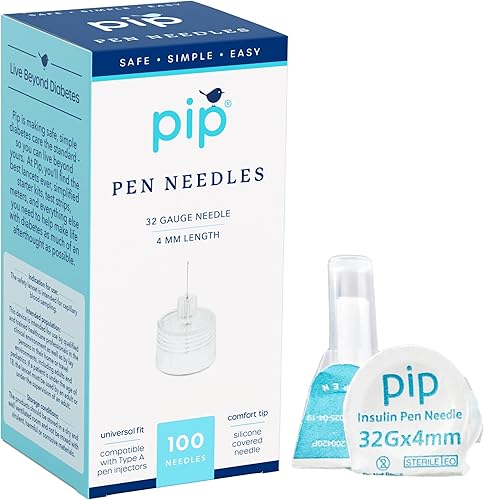 Pip Agujas para bolígrafo de insulina (32G 0.157 in) 100 piezas