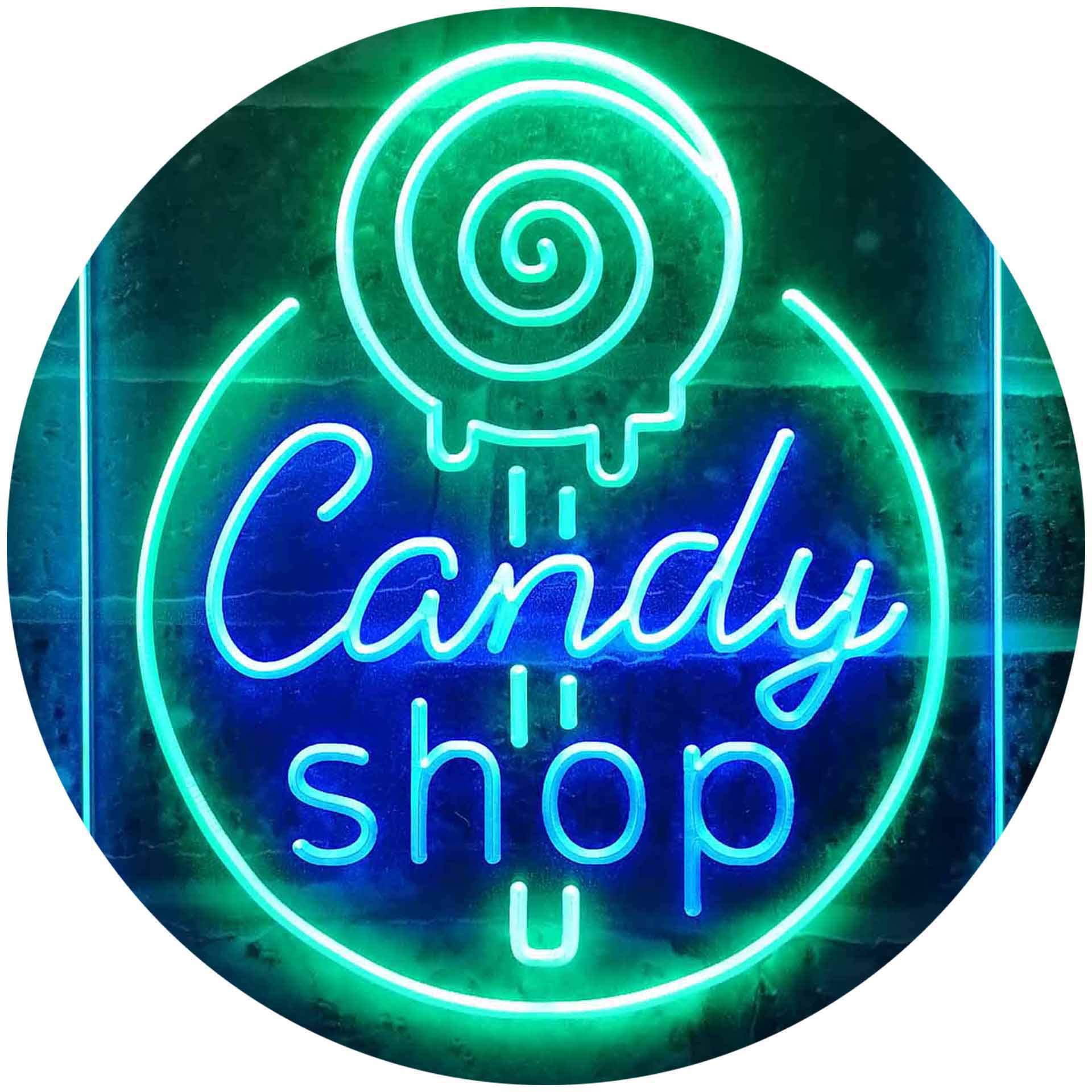 ADVPRO Candy Shop Sweet Kid Room Dual Color LED Enseigne Lumineuse Neon Sign Vert et Bleu 300 x 400mm st6s34-i3219-gb