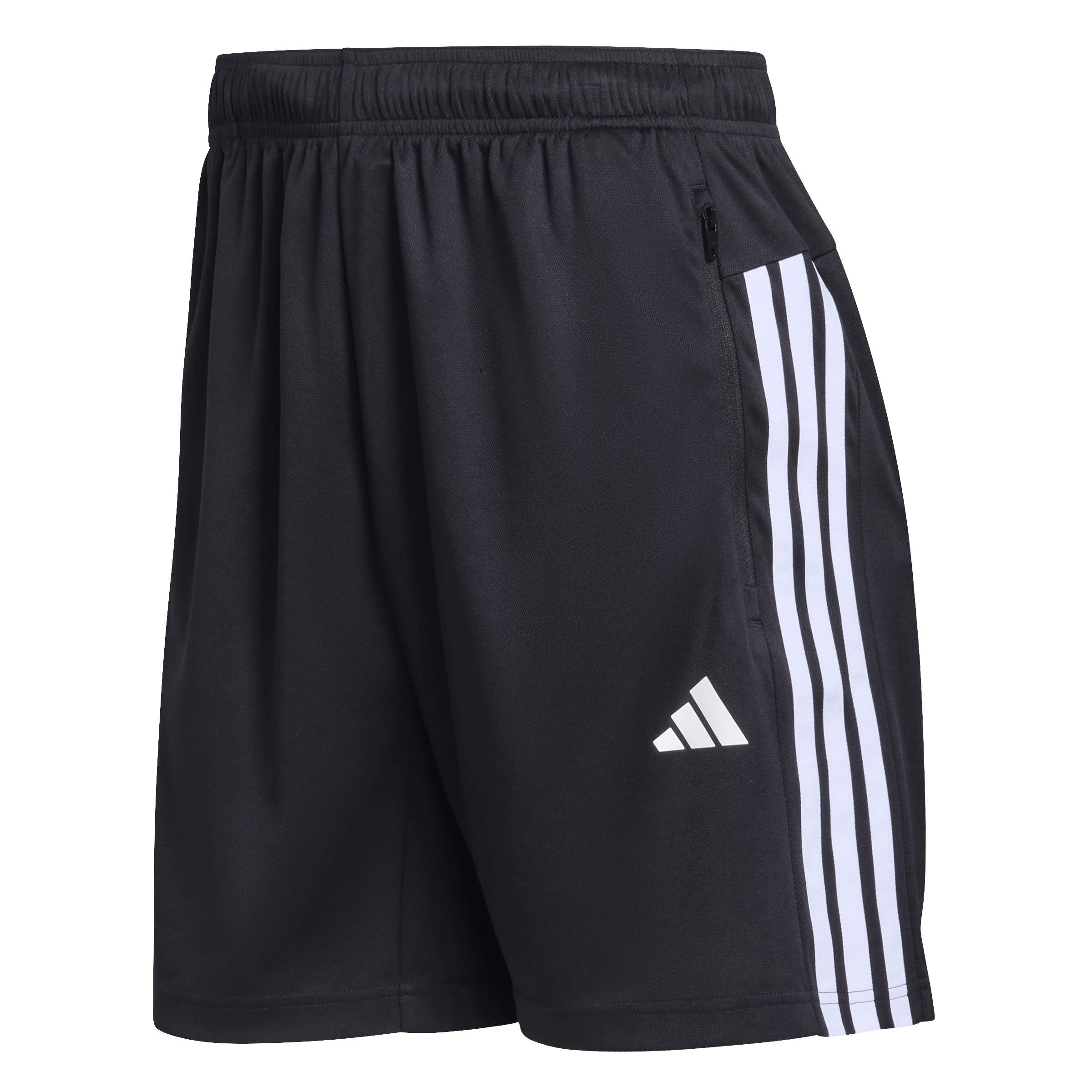 adidas Men's Workout Essentials Base 3-Stripes Pique Short 9Inch Shorts, Black/White, XXL Tall