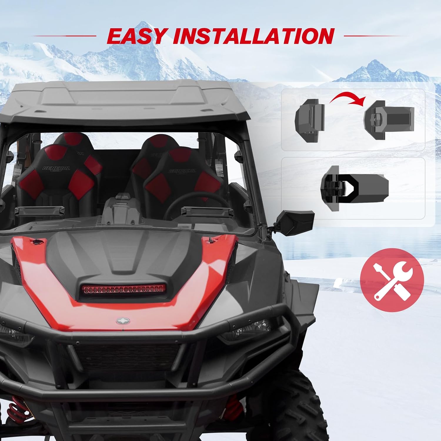 Front Windshield for Polaris General 1000, Hard Coated Polycarbonate Vented Full Windscreen Window for Polaris General 1000/4 1000 /XP 1000 /XP 4 1000 2016-2025 Accessories, Replace #‎2884337