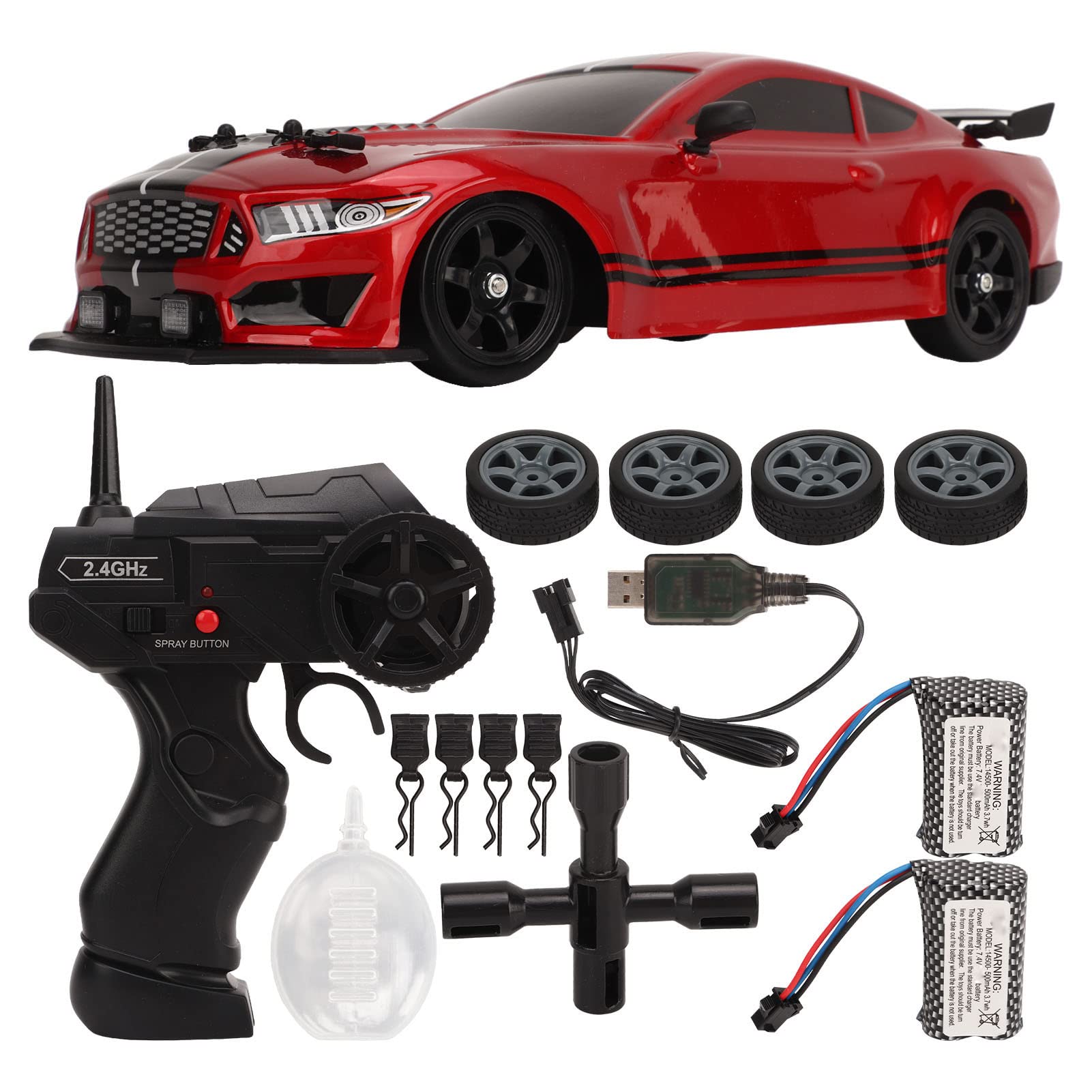 BuyWeek Macchina Telecomandata, 1/16 2.4 Ghz Auto Telecomandata 18km/h Auto RC con Luci a LED per Bambini Adulti (Doppie Batterie)