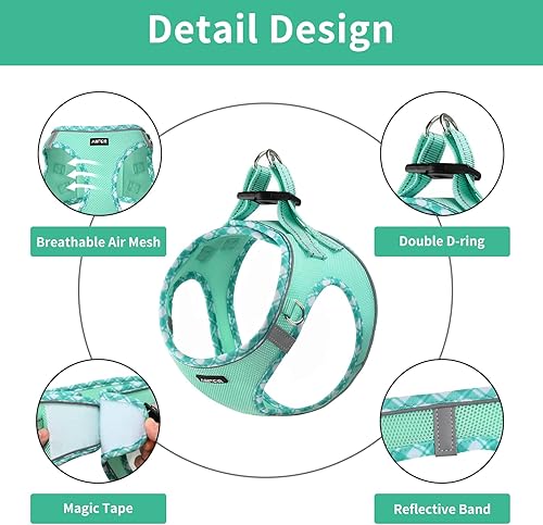 Miniatura 4 de AMTOR - Arnés para perro con correa arnés reflectante ajustable y sin tirones para cachorros con chaleco acolchado para perros y gatos Negro,