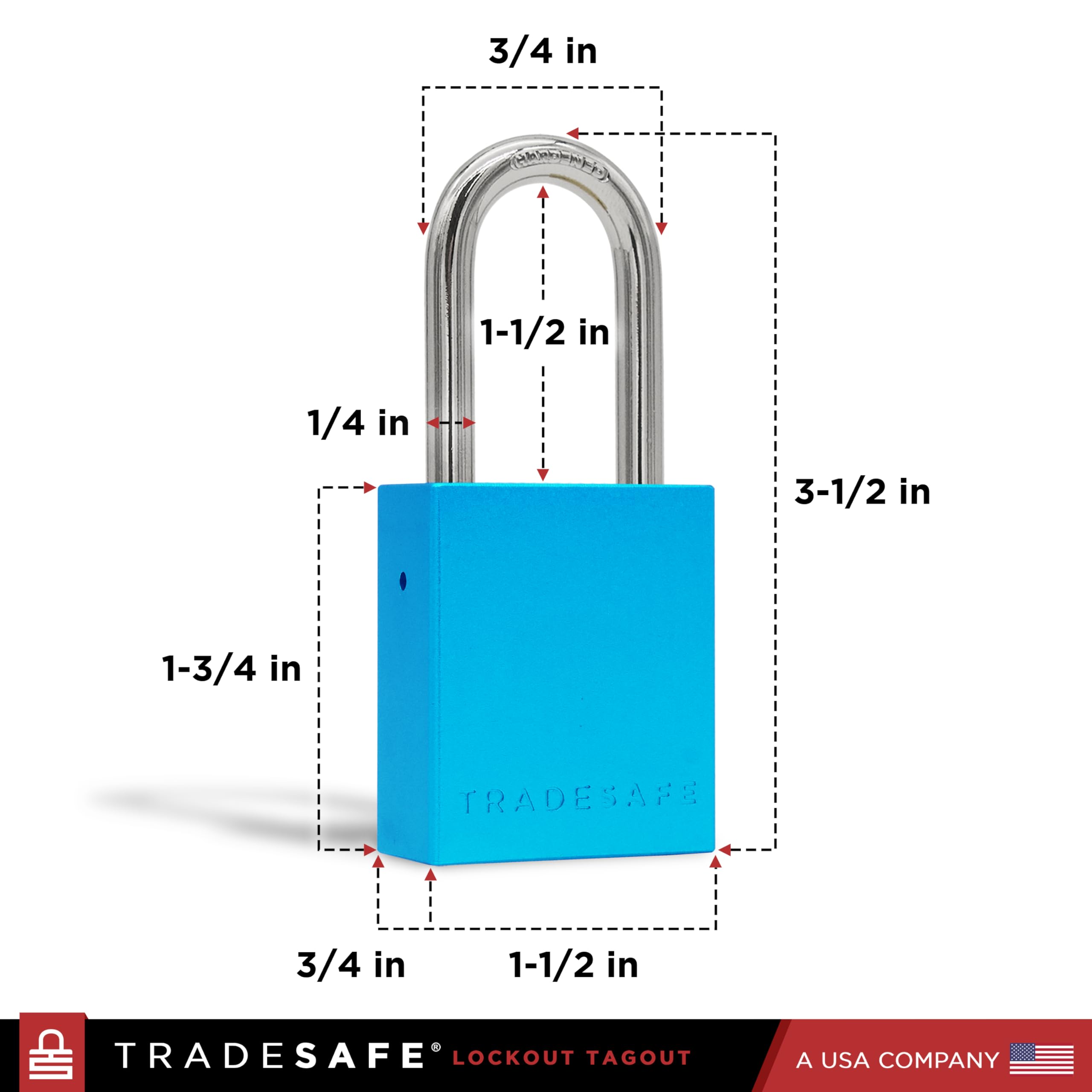 TRADESAFE Juego de cerraduras de bloqueo – 10 cerraduras Loto de aluminio azul, candados con diferentes candados de etiqueta, 2 llaves por candado de bloqueo, cumple con OSHA