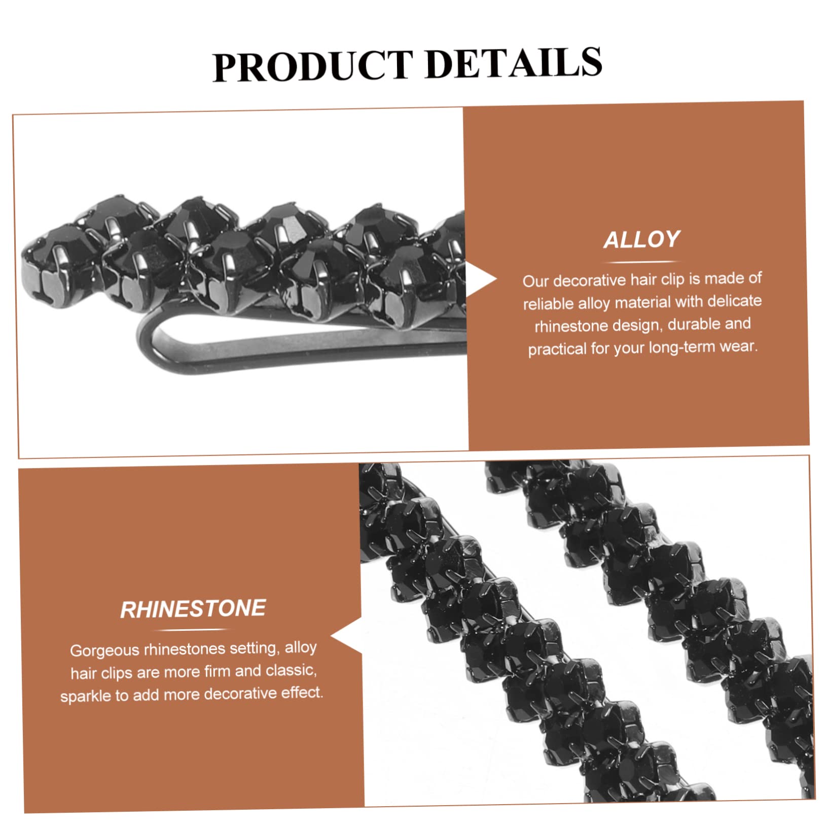FOMIYES 5 Sets Seitliche Haarspangen Mit Strasssteinen Für Frauen Metall-haarspangen Schwarz Glitzernd Bobby 8 Stück * 5