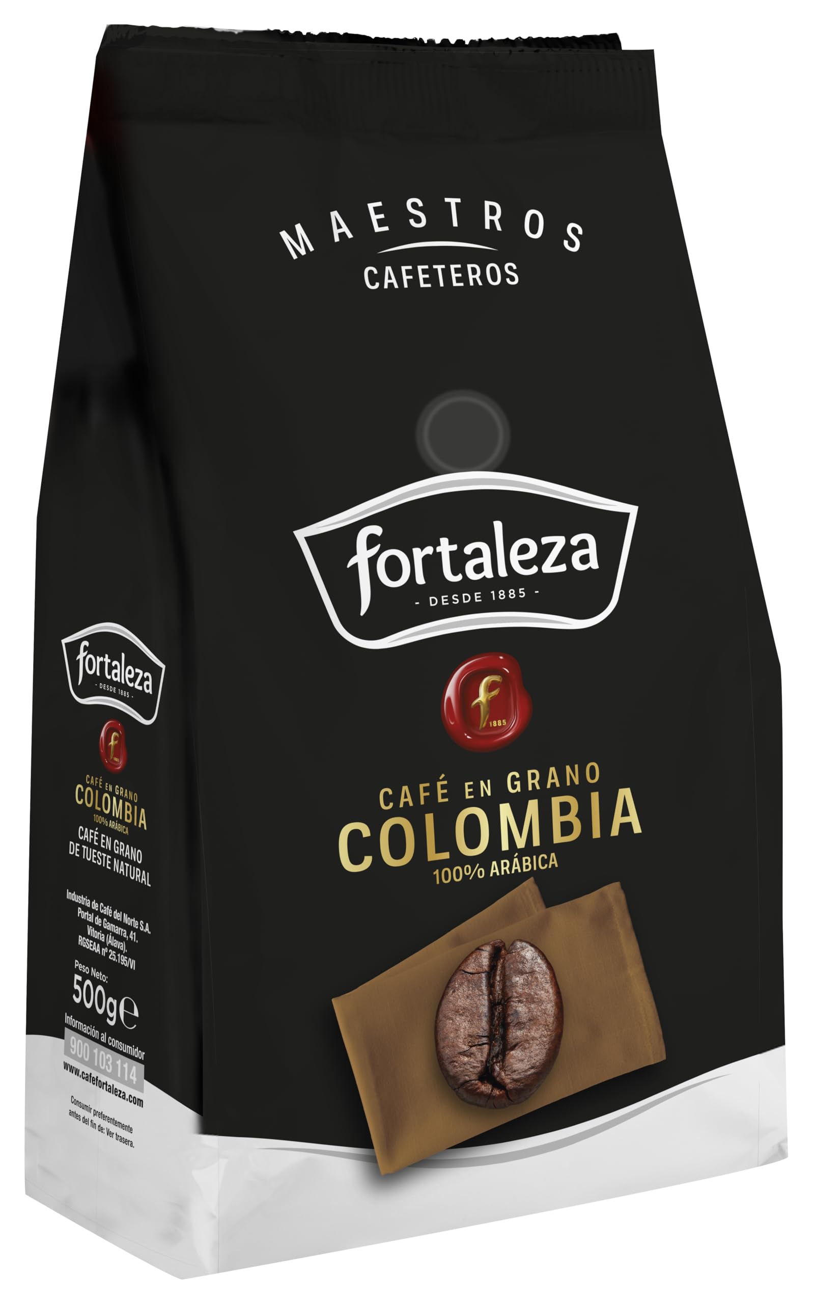 CAFÉ FORTALEZA Café en Grano Colombia 500g x 6 - Total 3KG - Uno de los Orígenes más populares, de variedad 100% Arábica. Café de exquisita suavidad y aroma incomparable.