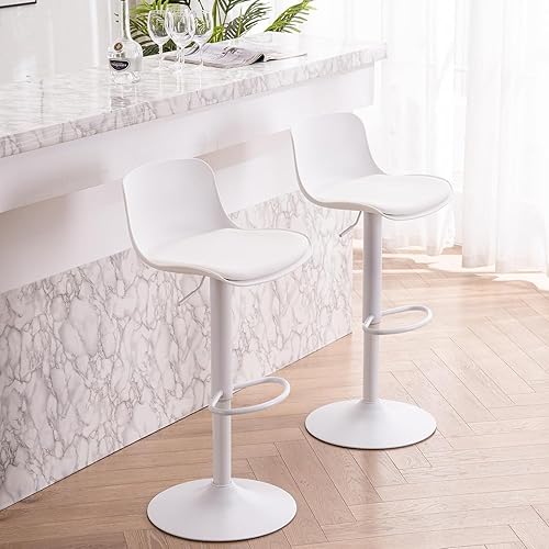 YOUNIKE Juego de 2 taburetes de bar modernos de altura de mostrador, sillas giratorias ajustables de alto acolchado con respaldo para barra de bar e