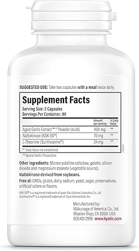 Miniatura 2 de Fórmula 109 de Kyolic, extracto de ajo envejecido capsulas para la salud y la presión arterial, 109-42, 1, 1