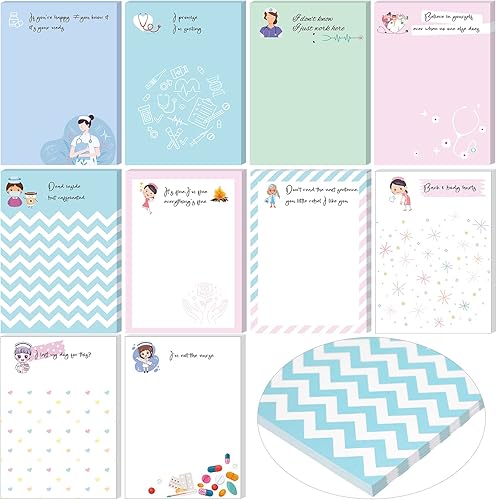 Fuutreo 10 blocs de notas divertidos para enfermeras, regalos de agradecimiento para enfermeras, bloc de notas con temática médica, bloc de notas