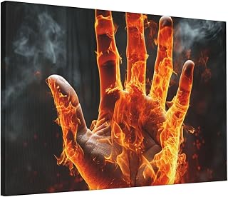 GFLFMXZW Decorative Painting Wall Art Painting for Living Room Fire Flame Hand Canvas Wall Decor Paintings Aesthetic Canvas Posters Unframed to Hang Poster Decor for Room 16 x 24 inch