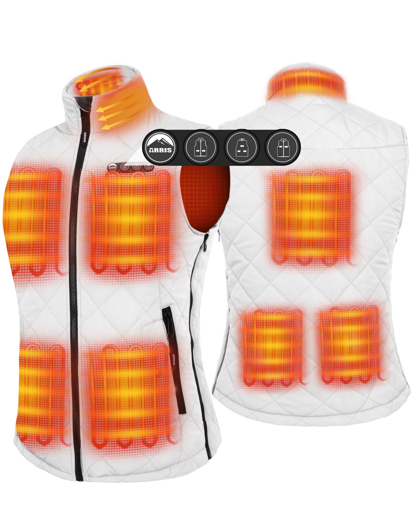 ARRIS Women`s Heated Vest, Size Adjustable 7.4V Electric Warm Vest 8 Heating Panels with Battery Pack