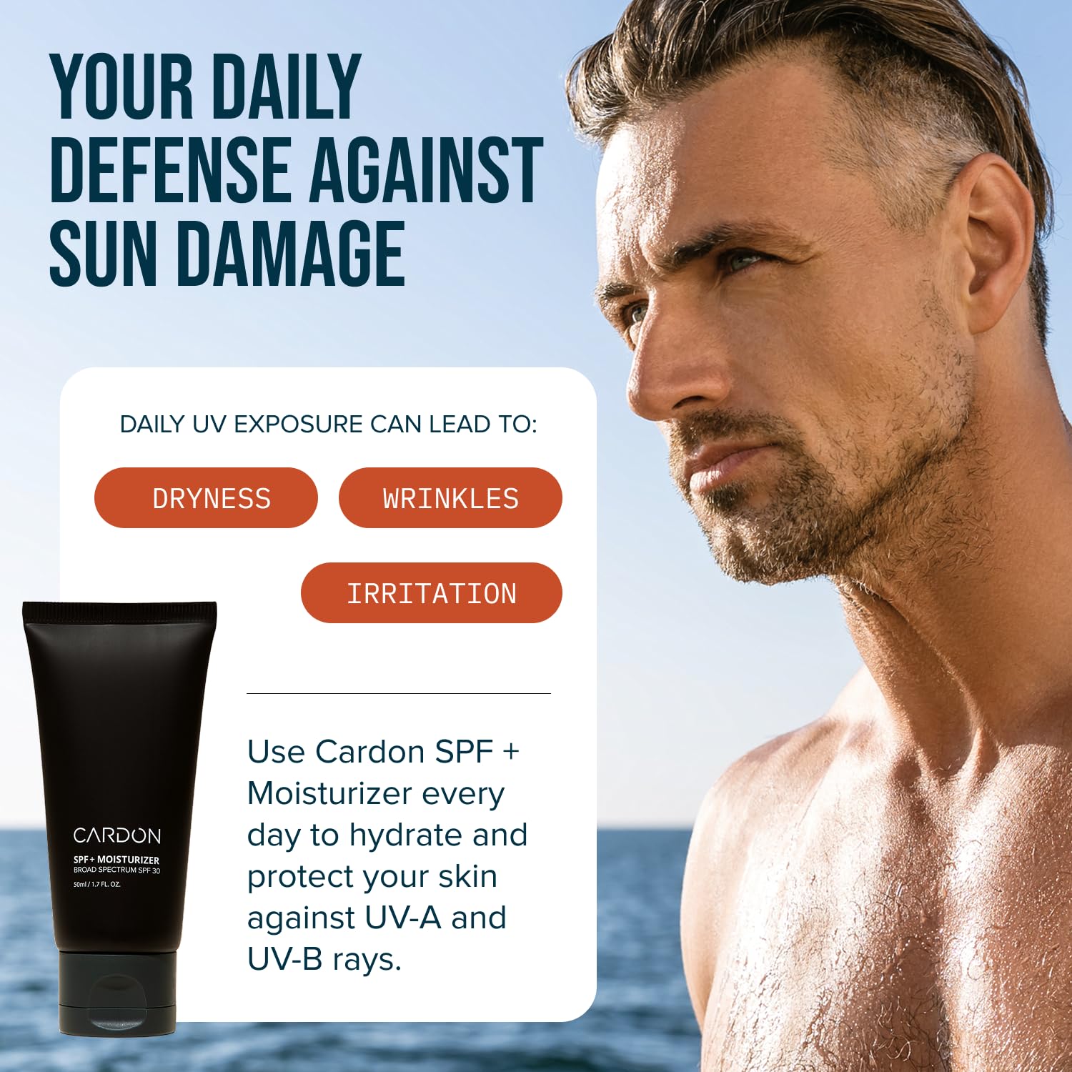 Cardon Men's SPF 30 Korean Facial Moisturizer with Cactus Extract