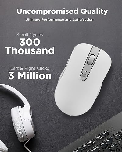 Miniatura 3 de Lenovo Mouse silencioso Bluetooth (WL300) - Mouse de computadora de 5 botones con clic silencioso izquierdo y derecho - Agarre esculpido, par