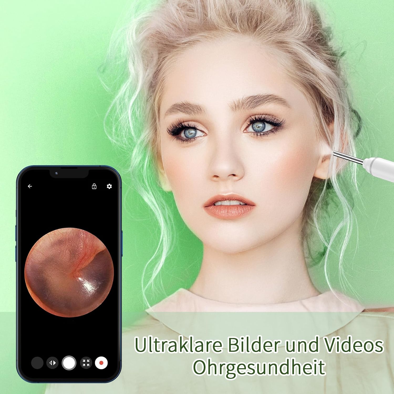 Ohrenschmalz Entferner Otoskop, AZHE 1920P Wifi Ohrenreiniger, 3,0mm Ohrreiniger IP67 Wasserdicht, Wifi Ohr Reiniger Für iPhone, iPad Und Android-Smartphones (Weiß) - 3