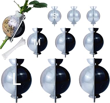 9 PCS Air Layering Propagation Kit, Reusable Half Clear Grafting Ball, Air Layering Pods Clear, Plant Rooting Ball for Fast Propagation L+M+S