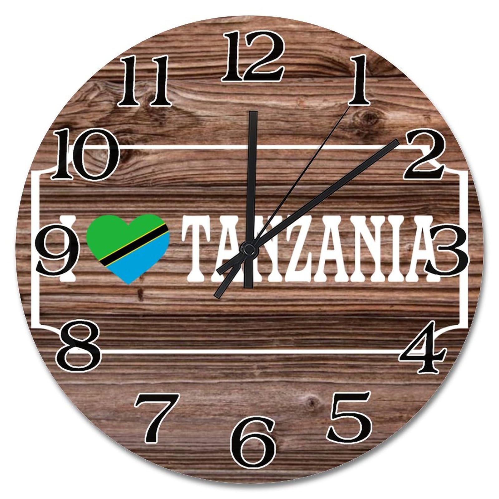 Horloge murale Tanzanie de 25,4 cm silencieuse pour salon