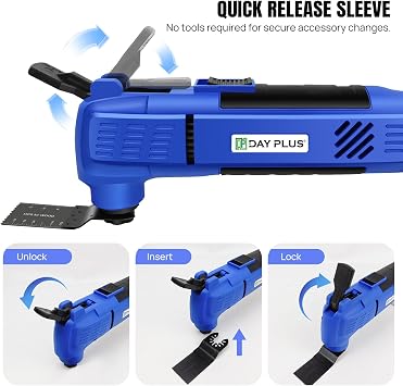 Oscillating Multi Tool 300W Quick-fit Blade Design, 22000RPM, 3°Oscillation Angle Electric Oscillating Saw with 15pcs Accessories for Cutting, Sanding and Scraping
