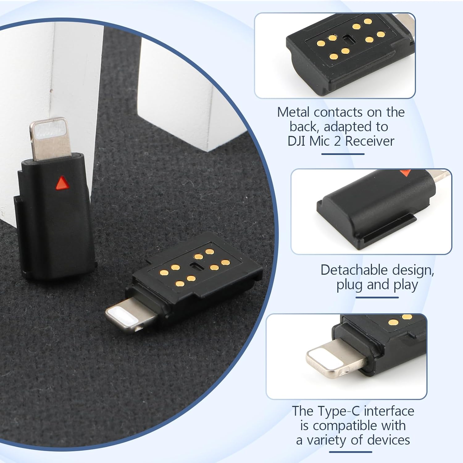 for DJI MIC 2 Lightning Adapter Phone Wireless Microphone Receiver for DJI Mic 2 Adapter Phone PC Tablet Accessories (NOT Applicable to MINI