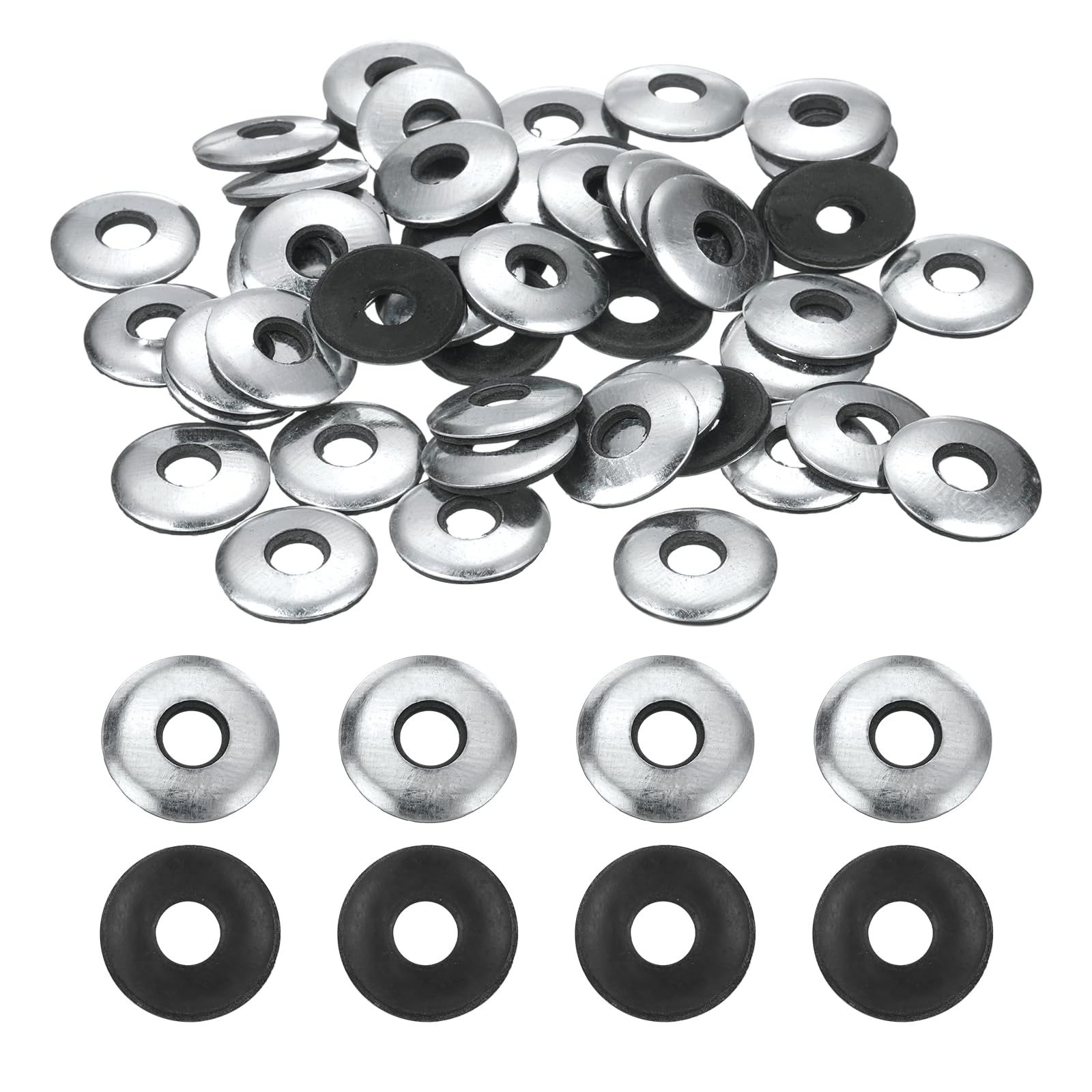 sourcing map 120Pcs EPDM Bonded Sealing Rubber Washers, 5/16" x 7/8" Galvanized Iron Neoprene Rubber Washers Gasket for Screws, Bolts, Metal Panels, Machinery