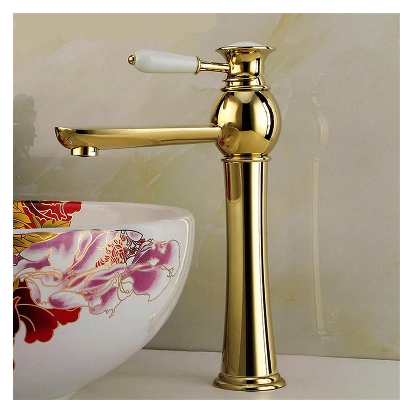 Grifo de lavabo dorado de latón YT-5057 con diseño premium de cerámica