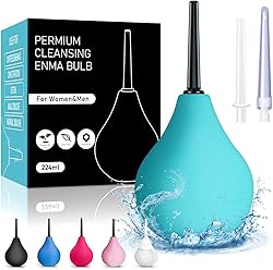 Ducha anal pera lavado recto-enema para limpieza de colon,ducha íntima y ducha vaginal para hombres y mujeres con 3 boquillas extraíbles, cómodas y finas 224 ml (verde)